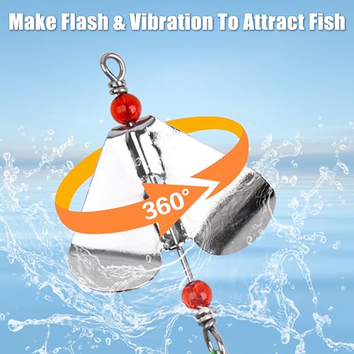 OROOTL Spinnerbait Fishing Lures Kit Set, 6pcs Bass Fishing Buzzbait Multicolor Bass Trout Salmon Pike Metal Spinner Baits Swim Jigs Lures for Freshwater Saltwater - Image 4