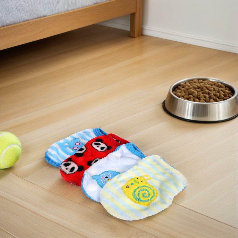 4Pcs Small Dog Clothes Flannel Pet Vest Warm Keeping Pet Clothes Pet Supplies(Mixed Style) - Image 3