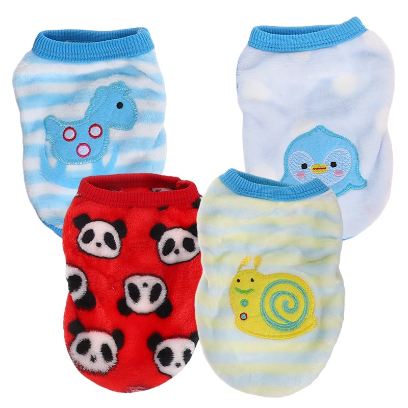 4Pcs Small Dog Clothes Flannel Pet Vest Warm Keeping Pet Clothes Pet Supplies(Mixed Style) - Image 1