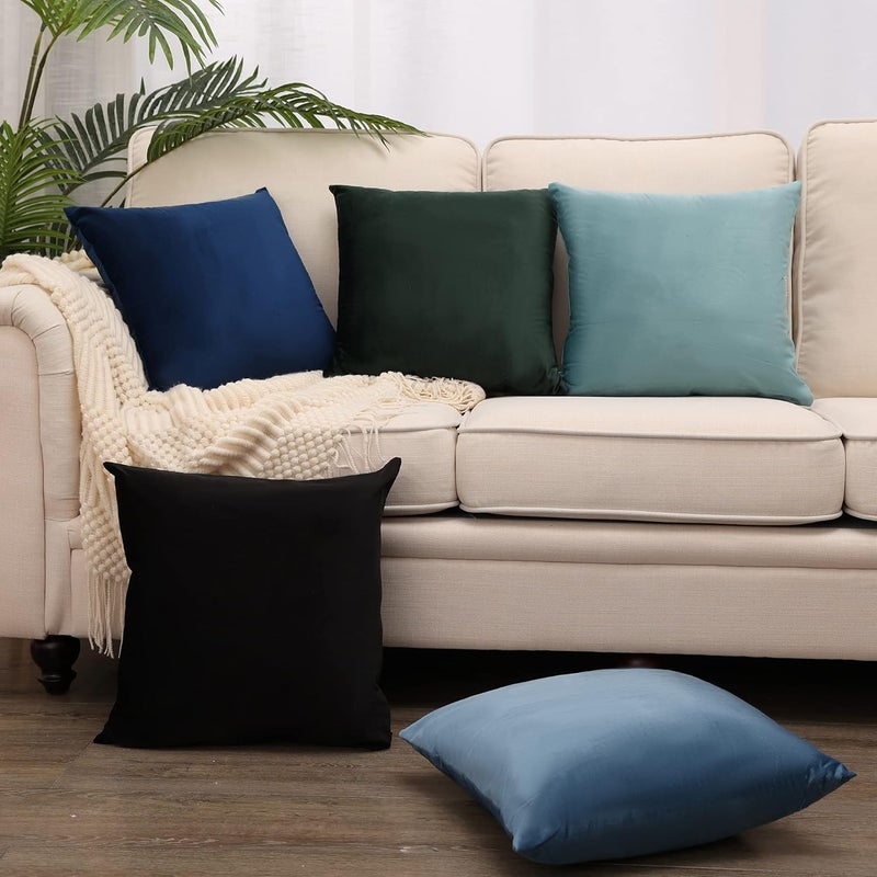 MZPSO Pack of 2, Velvet Super Soft Solid Decorative Square Throw Pillow Covers Set Cushion Case for Sofa Bedroom Car 18 x 18 Inch 45 x 45 cm Black - Image 2