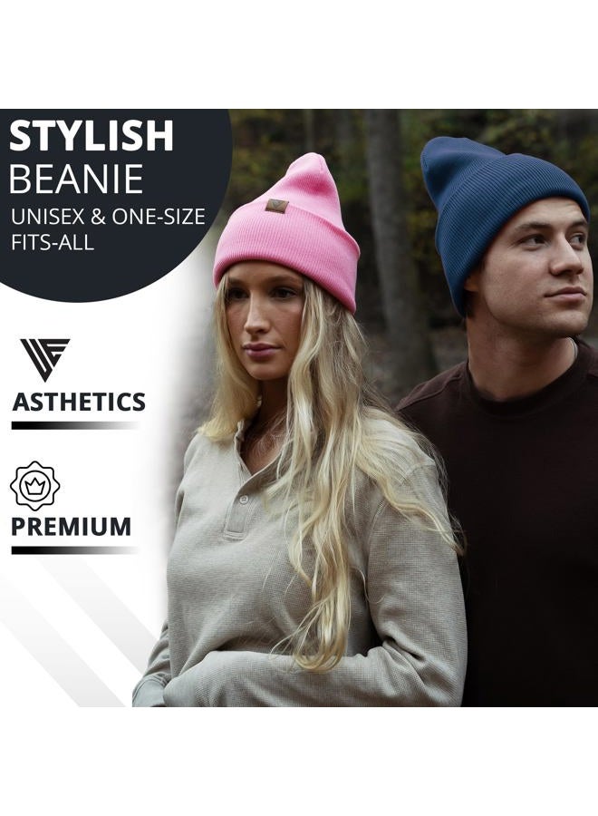 Urban Effort Unisex Knit Beanie – Warm Acrylic Cuffed Winter Hat for Men & Women, Soft Stretch Fit, Classic Streetwear Style, Navy Blue, X-Small-3X-Large - Image 5