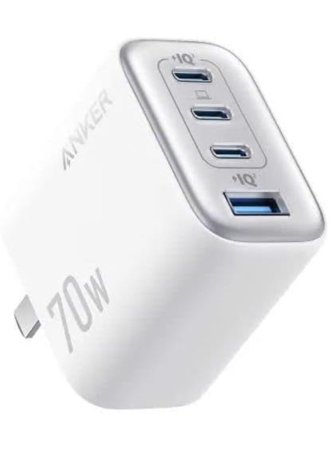 Anker Zolo 70W Charger 4-Port A121C Fast charger Gan Technology and Compact for MacBook, iPad, iPhone 17/iPhone Series, Galaxy S26/S25 (White) - Image 1