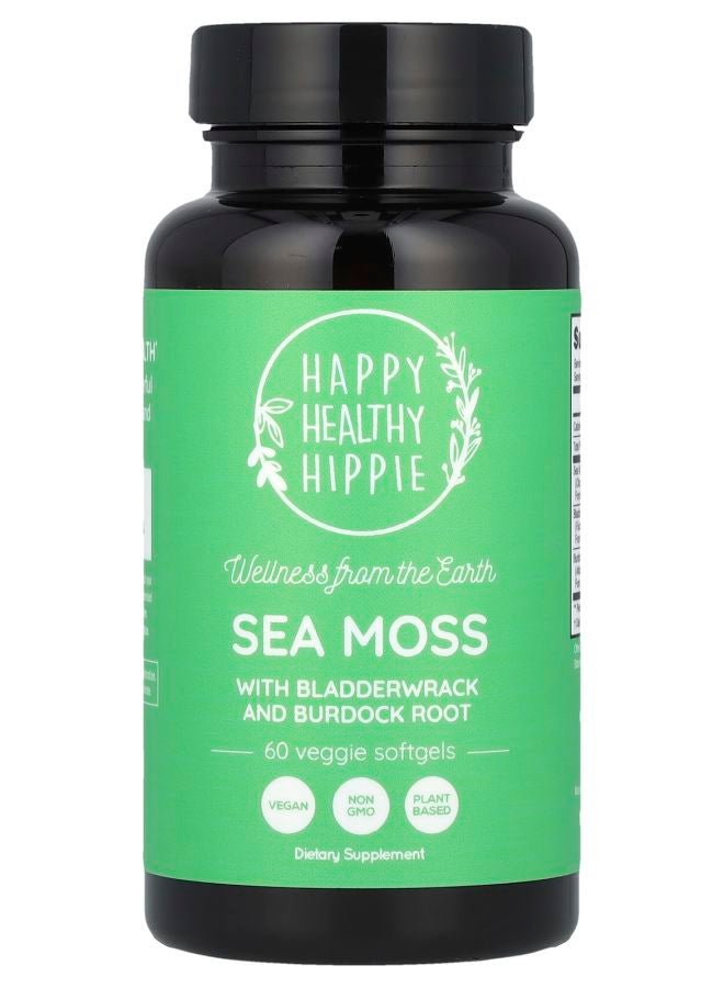 HAPPY HEALTHY HIPPIE Sea Moss with Bladderwrack and Burdock Root 60 Veggie Softgels