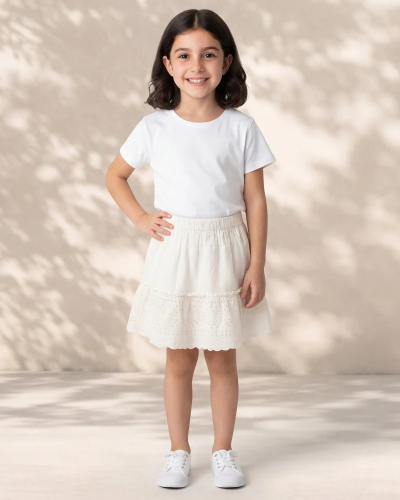 Redtag Girls White Embellished Skirt