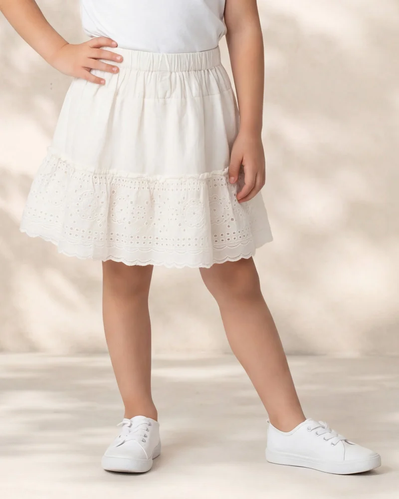 Redtag Girls White Embellished Skirt