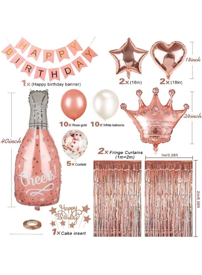 Zeemey Champagne Gold Birthday Party Decoration Balloon Arch Garland Set with Happy Birthday Banner, Foil Balloon, Fringe Curtain and Ribbon - Image 2