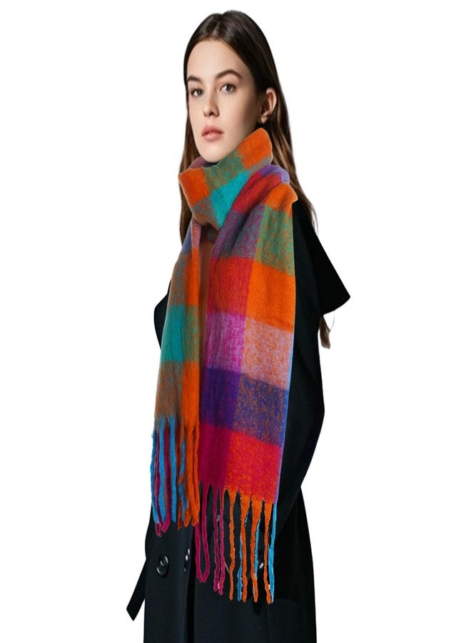 Marrywindix Winter Women Warm Scarf Large Soft Chunky Plaid Scarf Oversized Colorful Checked Thick Knit Casual Tassel Shawl - Image 4