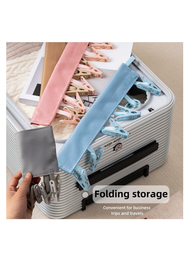 NOVOLAN Foldable Clothespins 2-Piece Set, Portable Bathroom Foldable Hanging Rack Clothespins Fabric Clothes Hangers Business Trip Foldable Clothespins, Minimal Space in Luggage, Lightweight (pink) - Image 3