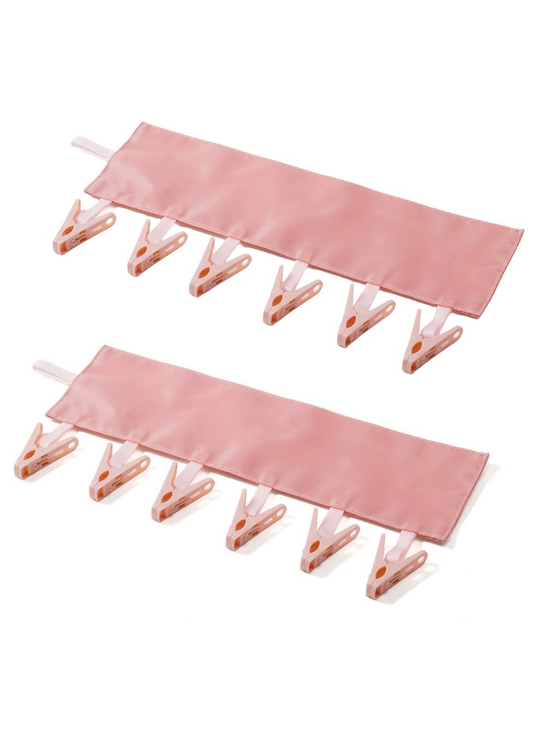 NOVOLAN Foldable Clothespins 2-Piece Set, Portable Bathroom Foldable Hanging Rack Clothespins Fabric Clothes Hangers Business Trip Foldable Clothespins, Minimal Space in Luggage, Lightweight (pink) - Image 1