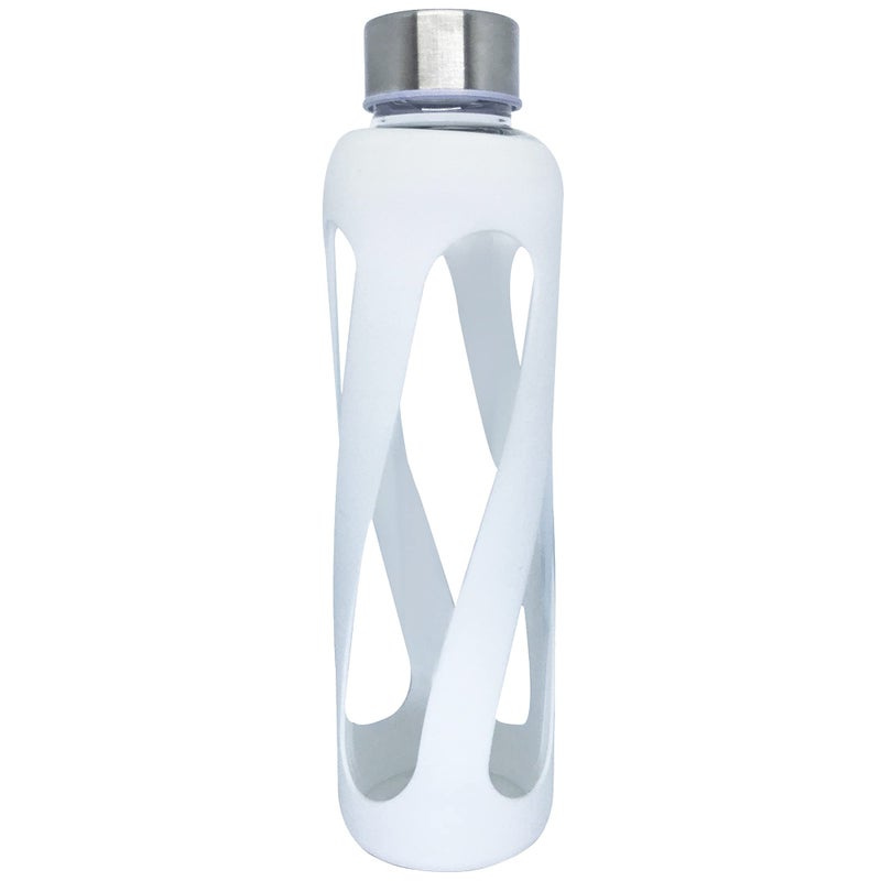 Glotrition Georgie Clear Glass Water Bottle With Silicone Grip  20 oz. - Reusable  Refillable  Durable - Modern Aesthetic for the Gym and Travel - Dishwasher Safe - No BPA or Phthalates - Image 1