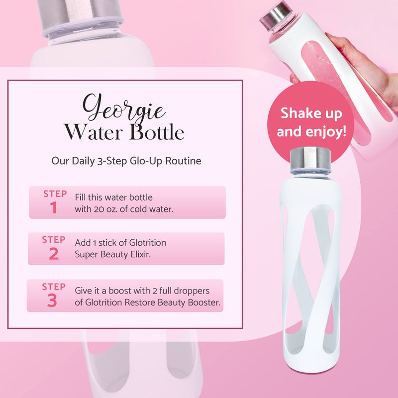 Glotrition Georgie Clear Glass Water Bottle With Silicone Grip  20 oz. - Reusable  Refillable  Durable - Modern Aesthetic for the Gym and Travel - Dishwasher Safe - No BPA or Phthalates - Image 4