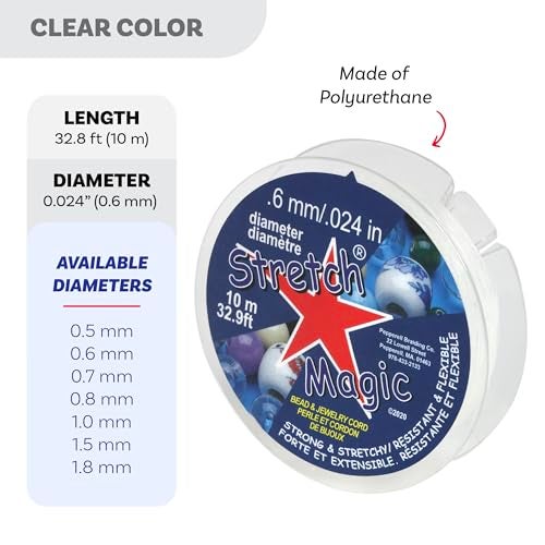 Stretch Magic Elastic Beading Cord – Clear Color, 0.6mm in Diameter, 10-Meter (32 ft) - Easy to Knot, Strong & Stretchy String for Making Beaded Jewelry - Image 3