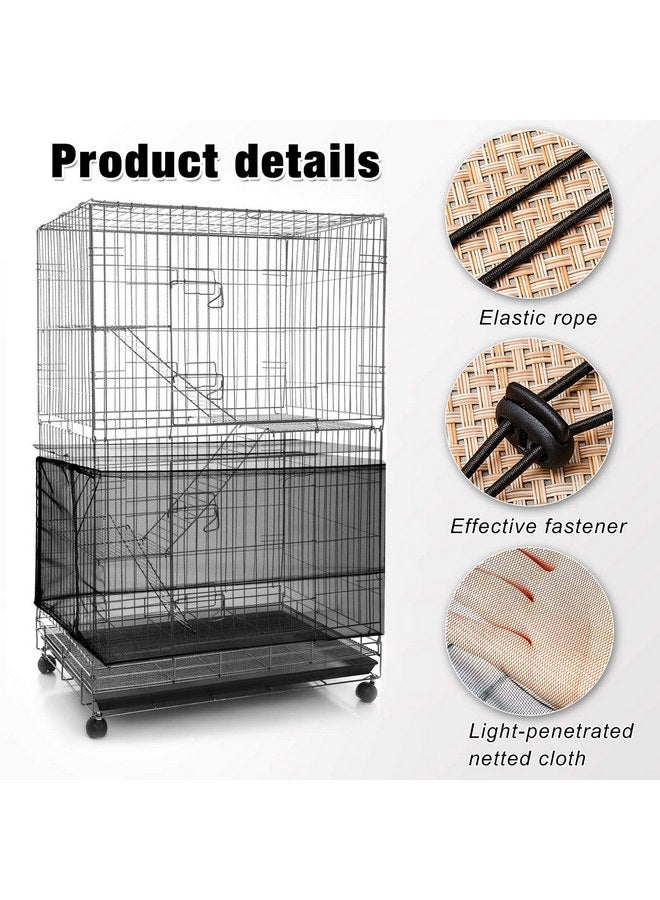Shappy 2 Pieces Adjustable Bird Cage Cover Birdcage Nylon Mesh Netting Birdcage Cover Seed Catcher Soft Skirt Guard for Parrot Parakeet Macaw Round Square Cage (White, Black, 78 x 14.6 Inch)  - Image 3