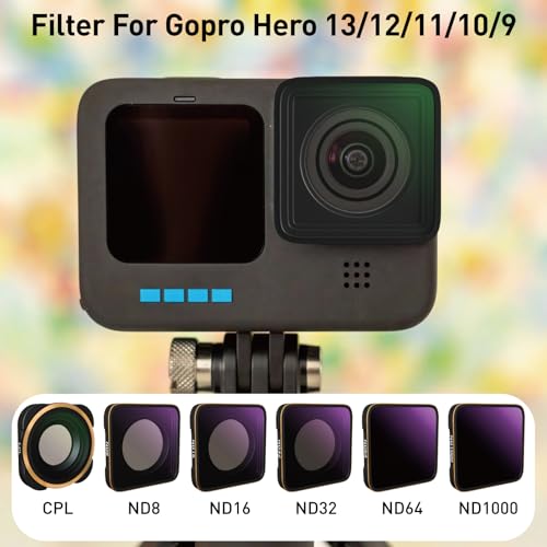 LENSKINS ND Filters Set Compatible with GoPro Hero 13 12 11 10 9 Black, 6 Pack (CPL/ND8/ND16/ND32/ND64/ND1000) Action Camera Accessory Neutral Density Polarizer Lens Filter Kit - Image 2