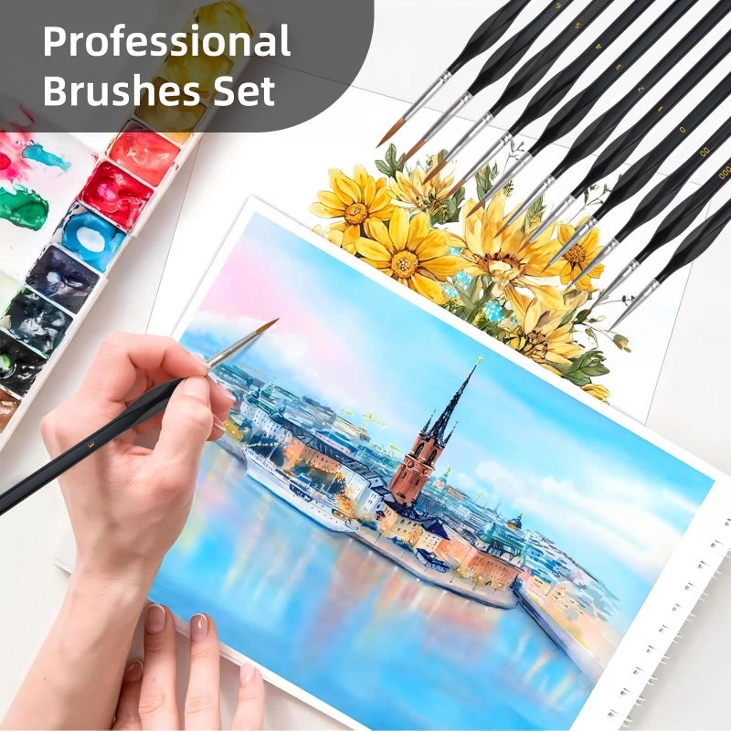YOOUSOO Miniature Detail Paint Brushes Set, 11Pcs Small Painting Brushes, Micro Professional Tiny Paints Brush for Art Painting, Acrylic, Oil, Watercolors & Paint by Number, Models, Face, Nail, Craft - Image 4