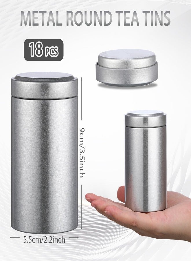 meekoo 18 Pcs Tea Tins Canister for Loose Tea 6 oz Airtight Tea Tins Bulk with Lids Metal Tea Jars Small Round Storage Containers for Travel Business Coffee Cans Candy Spices Herbs Kitchen(Silver) - Image 2