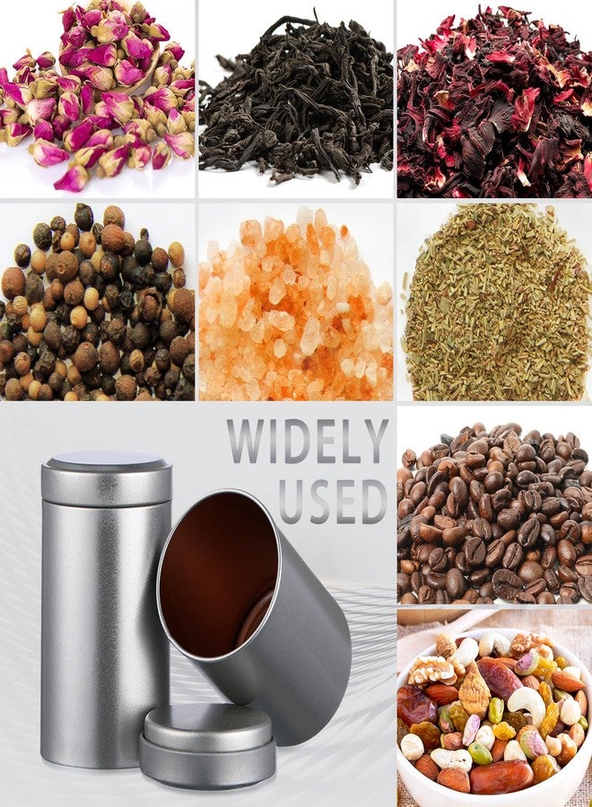 meekoo 18 Pcs Tea Tins Canister for Loose Tea 6 oz Airtight Tea Tins Bulk with Lids Metal Tea Jars Small Round Storage Containers for Travel Business Coffee Cans Candy Spices Herbs Kitchen(Silver) - Image 4