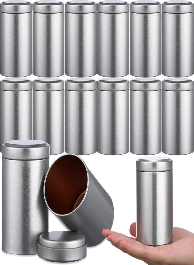 meekoo 18 Pcs Tea Tins Canister for Loose Tea 6 oz Airtight Tea Tins Bulk with Lids Metal Tea Jars Small Round Storage Containers for Travel Business Coffee Cans Candy Spices Herbs Kitchen(Silver) - Image 1