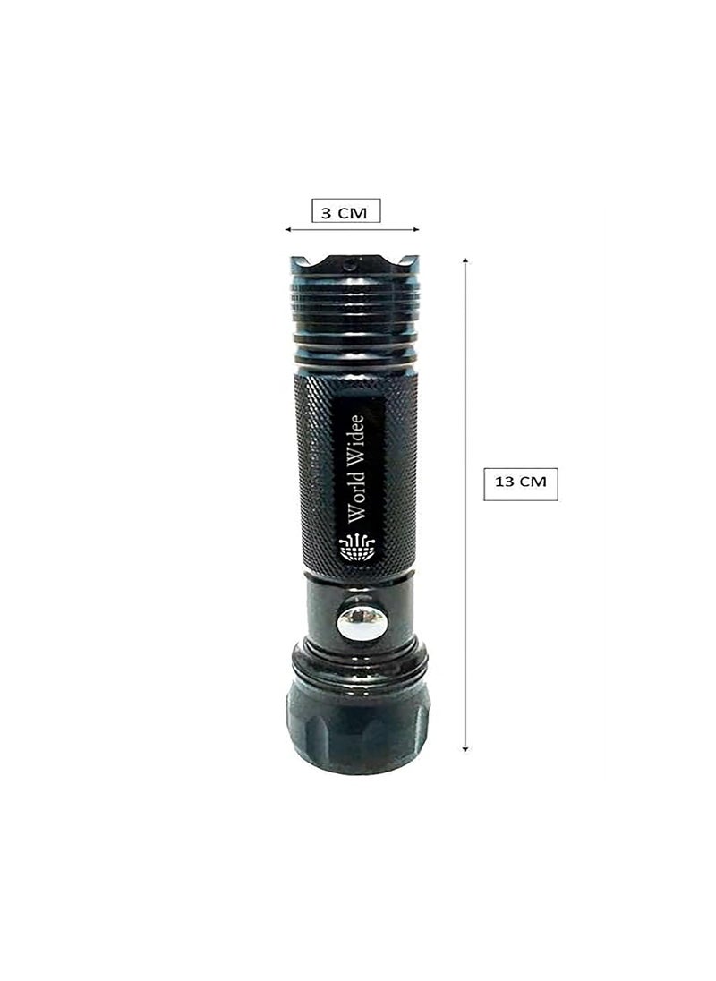 World Widee World Widee Black Metal Rechargeable Torch with Durable Rechargeable 7hr Battery Backup Torch  - Image 3