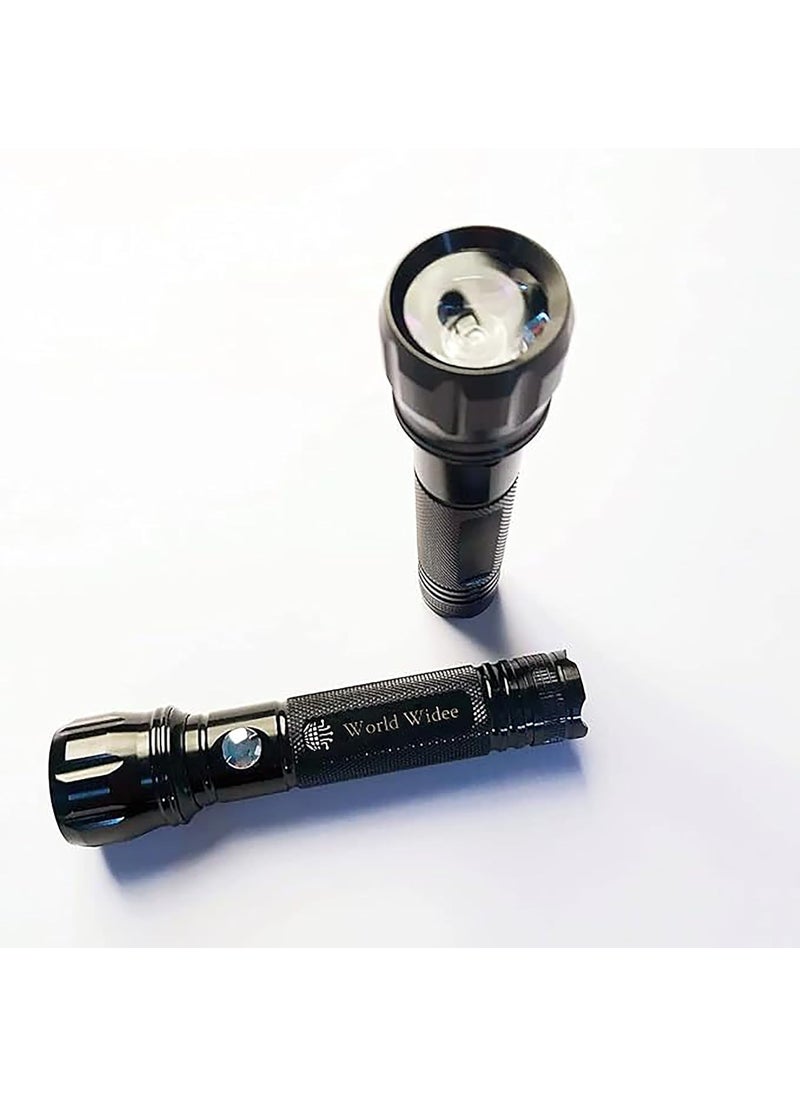 World Widee World Widee Black Metal Rechargeable Torch with Durable Rechargeable 7hr Battery Backup Torch  - Image 1