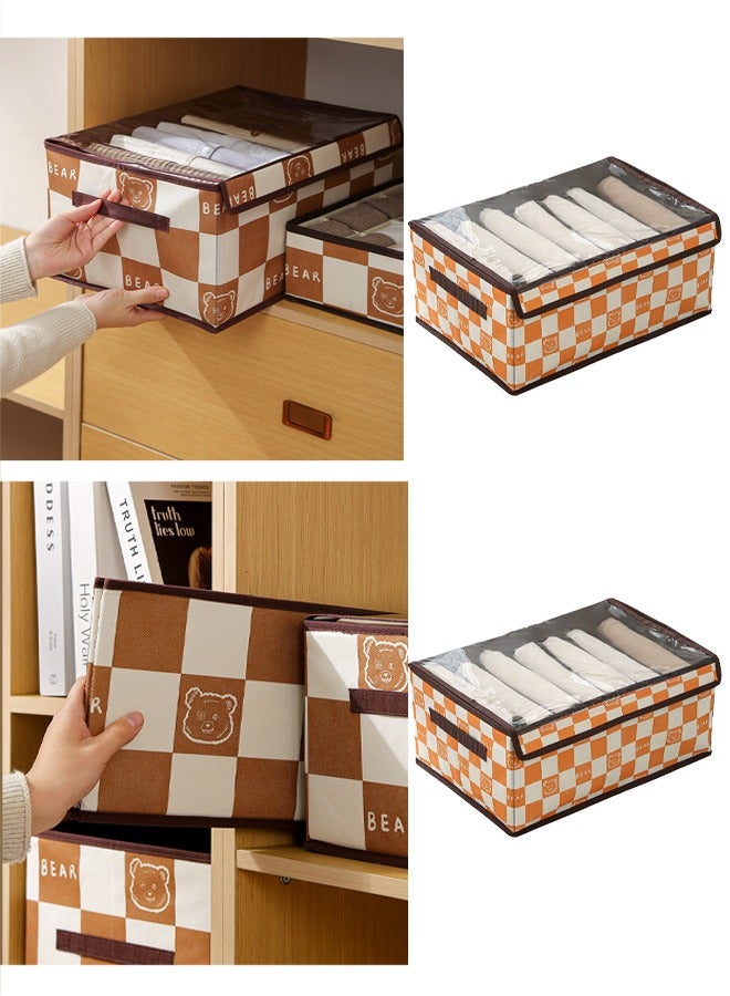 DUNISO 2 Pack foldable wardrobe organizer with portable handle, transparent dust cover, large capacity clothing storage box for storing sportswear, sweaters, jeans, toys, home bedroom, and office cube storage boxes  - Image 1