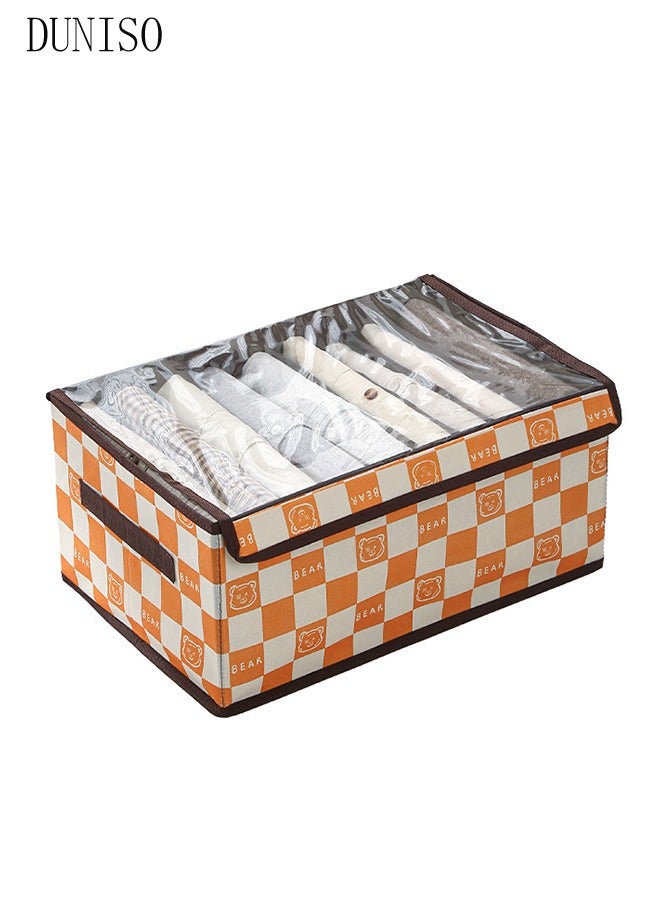 DUNISO 2 Pack foldable wardrobe organizer with portable handle, transparent dust cover, large capacity clothing storage box for storing sportswear, sweaters, jeans, toys, home bedroom, and office cube storage boxes  - Image 5