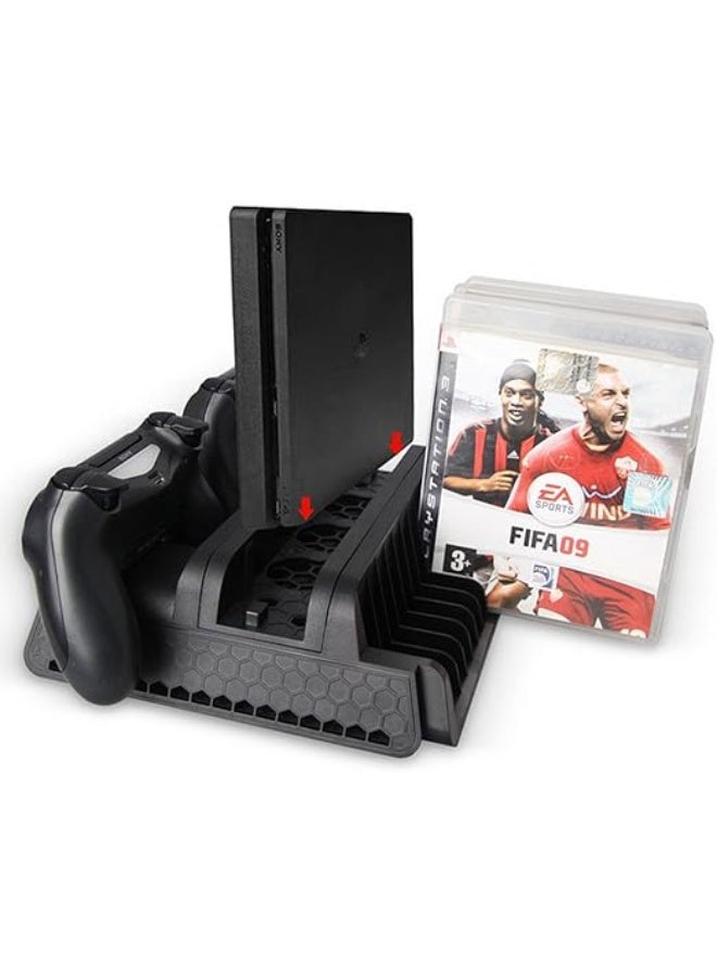 eWINNER Multifunctional Cooling Vertical Stand compatible with PS4/for PS4 Slim/for PS4 Pro Console/Dual Controllers Charging Station w/3 fans 2 USB Ports & 12 Gaming Discs Slot - Image 3