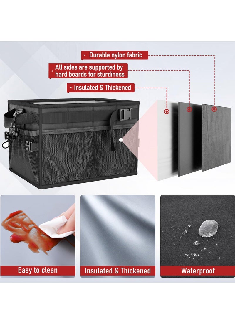 SYOSI Grill Caddy Collapsible Picnic Basket For Outdoor Camping Barbecue Barbecue Tools Organizer Must-Have Accessories For Barbecue Camping Outdoor Barbecue Storage Organizer (Black)  - Image 4