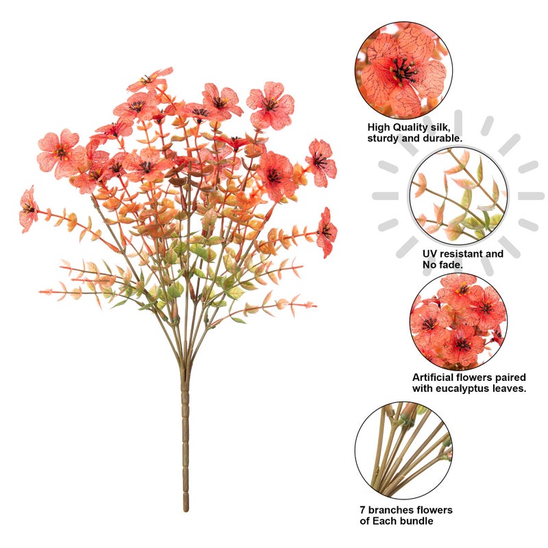 florisso Artificial Fake Plants Flowers for Outdoor Fall Autumn Decoration  12 Bundles Faux Silk Orange Yellow Mums Daisy Look Real UV Resistant for Outside Home Porch Patio Planter - Image 5
