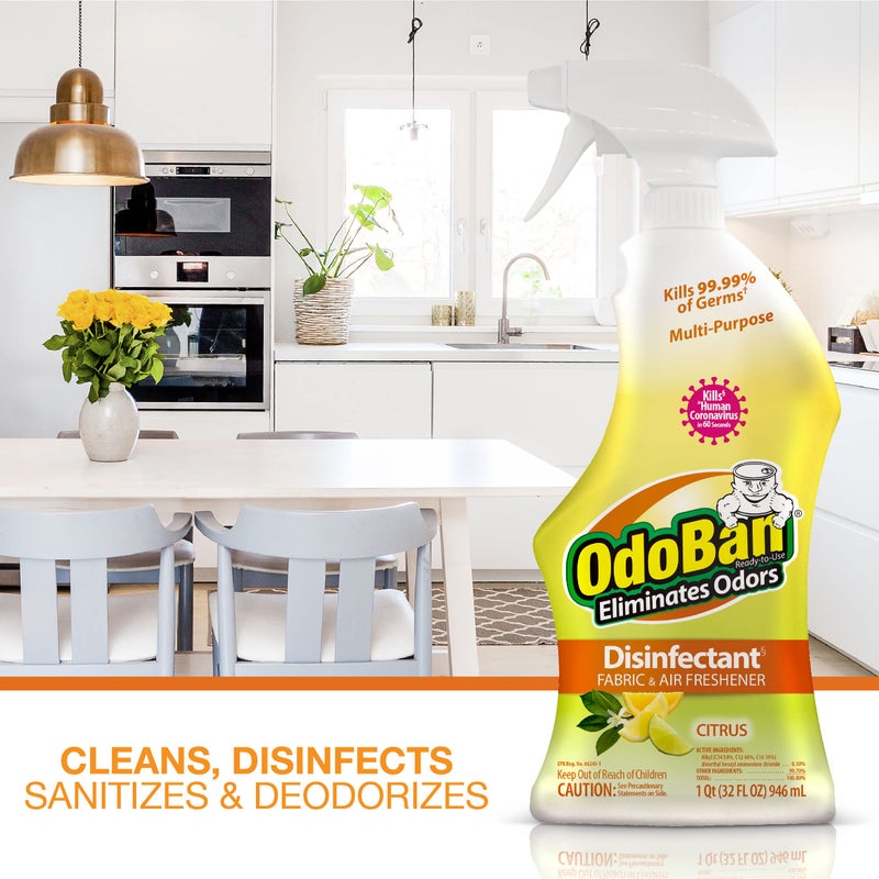 OdoBan Ready-to-Use Disinfectant and Odor Eliminator, Made in the USA, Citrus Scent, 32 Ounce Spray Bottle - Image 4