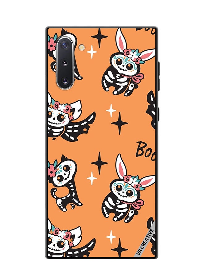 VR CREATIVE Protective Case Cover For Samsung Galaxy Note10 5G Skeletons Of Cute Animals On Orange Design Multicolour - Image 1