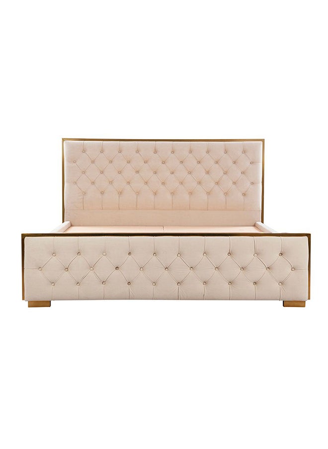 DANUBE HOME - Danube Home Hanford King Bed Sturdy Modern Design Wooden Double Bed Frame Furniture L 198 x W 220 x H 123 cm Ivory - Image 1