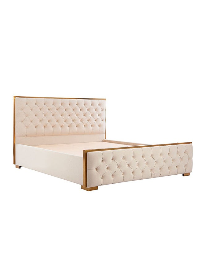 DANUBE HOME - Danube Home Hanford King Bed Sturdy Modern Design Wooden Double Bed Frame Furniture L 198 x W 220 x H 123 cm Ivory - Image 1