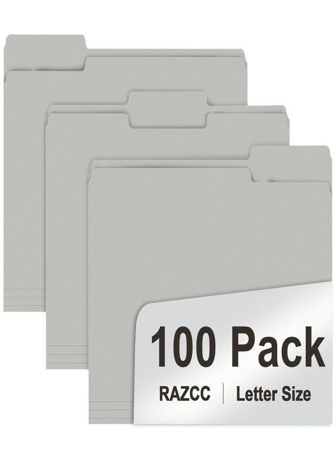RAZCC File Folder, RAZCC 100 Pack 1/3 Cut Tab File Folders Letter Size, Grey, Folders with Tab, Great for Organizing and Easy File Storage - Image 1