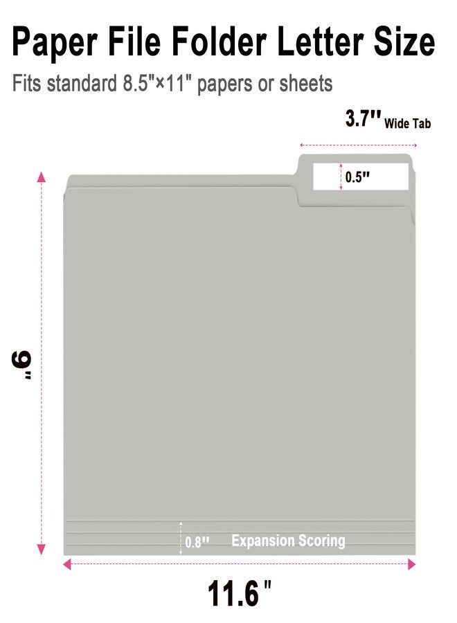 RAZCC File Folder, RAZCC 100 Pack 1/3 Cut Tab File Folders Letter Size, Grey, Folders with Tab, Great for Organizing and Easy File Storage - Image 2