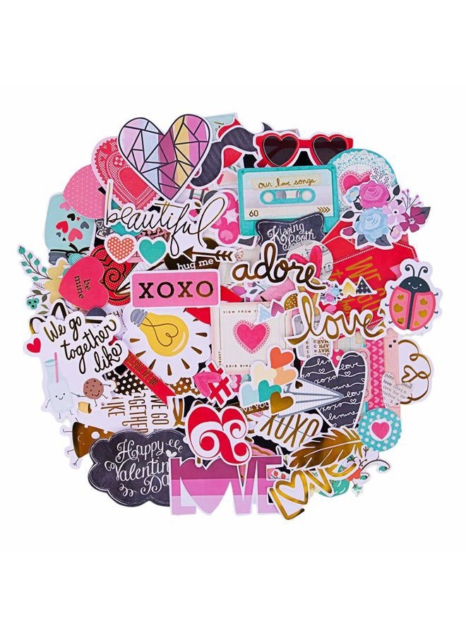 FaCraft Scrapbooking Supplies Ephemera Die Cuts Stickers (95 pcs Love) - Image 1