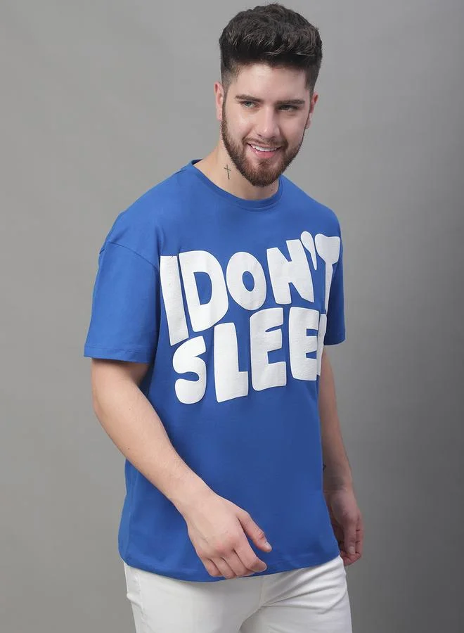 Take Two Men Blue Graphic Print Oversized T-Shirt