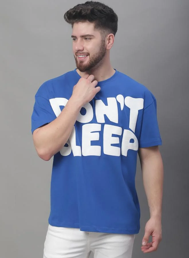 Take Two Men Blue Graphic Print Oversized T-Shirt