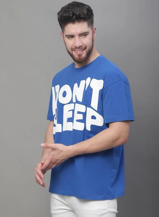 Take Two Men Blue Graphic Print Oversized T-Shirt