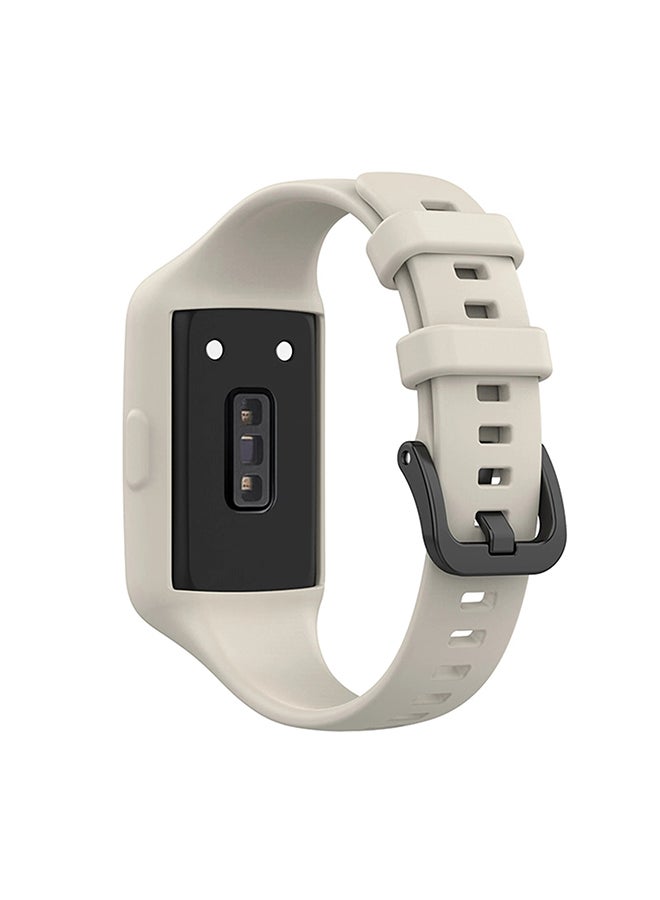 O Ozone Silicone Strap for Huawei Band 10 | Huawei Band 9 | 8 Watch Strap 360 Degree Protection, Breathable Sport Replacement Strap with Metal Clasp - Beige