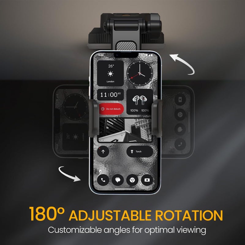Portronics Clamp M5 Car Phone Holder Stand with Grip Rotation, Strong Hold, Suction Cup Mount, Single Hand Use, Shockproof Build, Mobile Stand for Car (Black) - Image 4