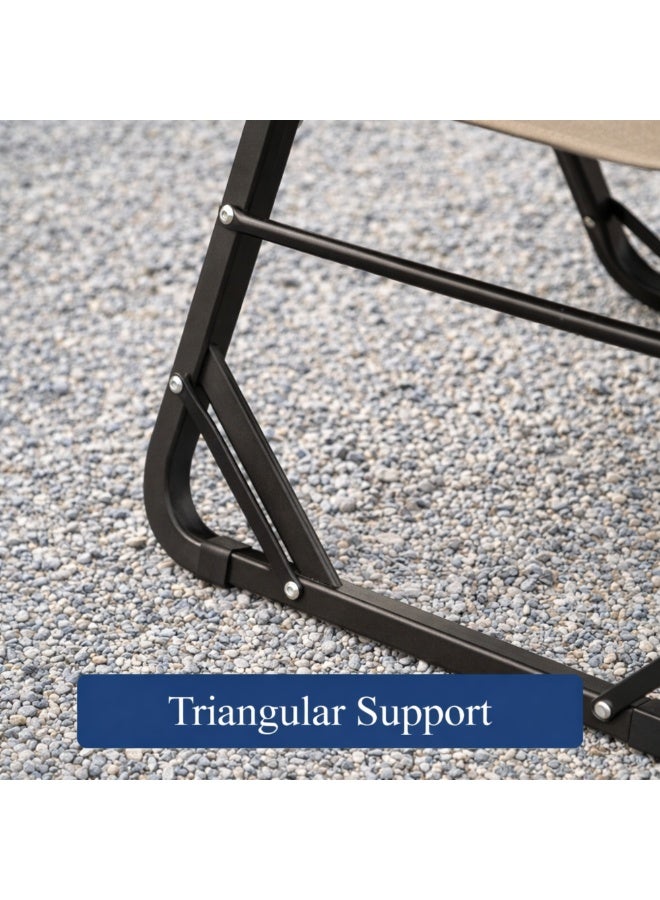 جيب كرسي تخييم قابل للطي شديد التحمل من جيب دبل أوكسفورد - كرسي محمول قابل للطي للاستخدام الخارجي/الشاطئ/النزهات مع مسند ذراع خشبي - بيج وأخضر عسكري - Image 4