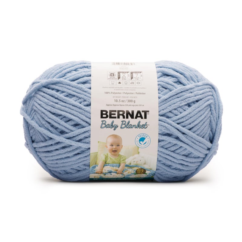 Bernat Baby Blanket Baby Blue Yarn - 1 Pack of 300g/10.5 oz - 100% Polyester - #6 Super Bulky - 220 Yards - Knitting/Crochet - Image 1