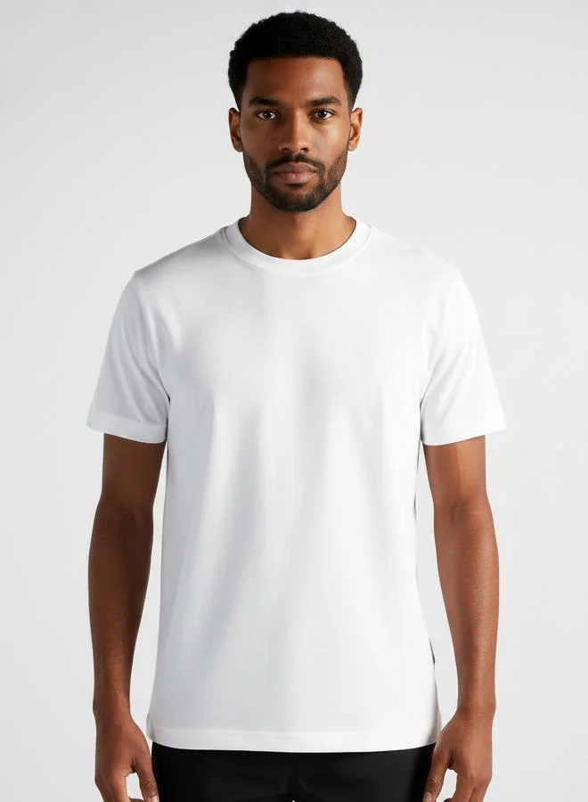 Clans&Hans Men White Cotton Crew Neck T-Shirt