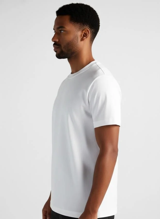 Clans&Hans Men White Cotton Crew Neck T-Shirt