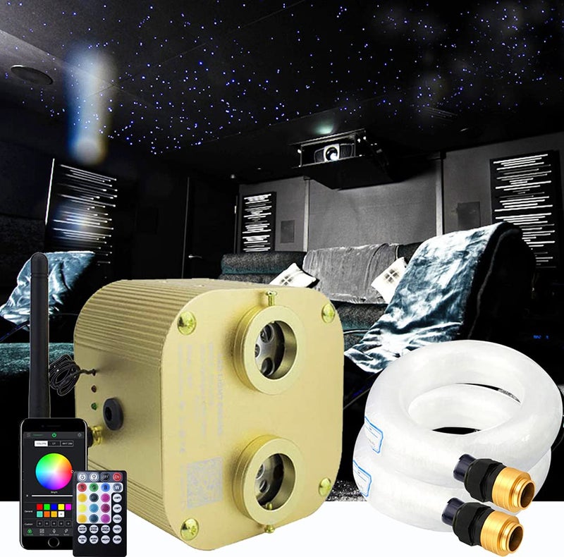 AZIMOM Bluetooth 20w Upgraded Fiber Optic Lights Twinkle Star Ceiling Lighting Kits 1100pcs003in131ft Fiber Strands Dual Port RGBW Sound Remote Control Light Source Home Indoor Car Ceiling Decor