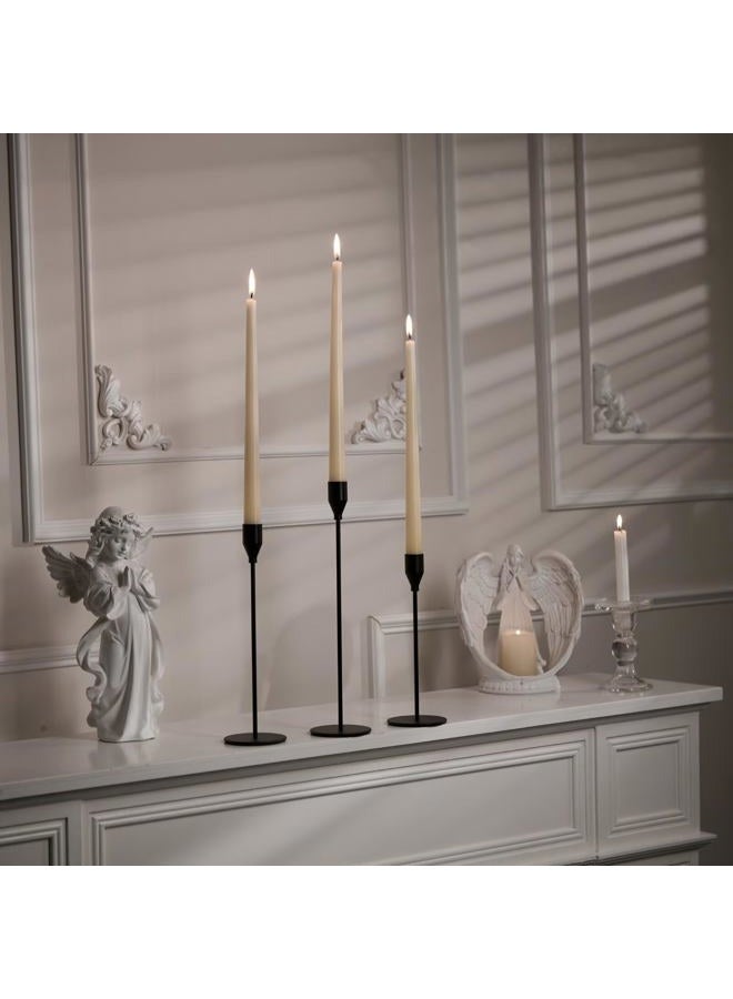 Pickood Tall Taper Candle Holders Set of 3, Modern Matte Black Long Skinny Candlestick (Heights: 9/11/13 Inch), Heavy Iron Anti-Slip Base for Modern Fireplace Mantle Table Centerpiece Decor - Image 2