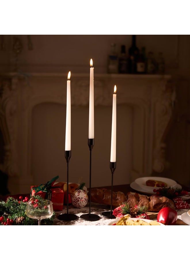 Pickood Tall Taper Candle Holders Set of 3, Modern Matte Black Long Skinny Candlestick (Heights: 9/11/13 Inch), Heavy Iron Anti-Slip Base for Modern Fireplace Mantle Table Centerpiece Decor - Image 3
