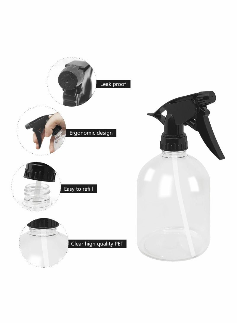 Excefore Clear Plastic Spray Bottles, 2-Pack 16oz/500ml Refillable Empty Spray Bottles with Adjustable Nozzle from Fine to Stream, Durable Liquid Sprayer for Hair, Spas, Cleaning Solutions, Plants  - Image 2