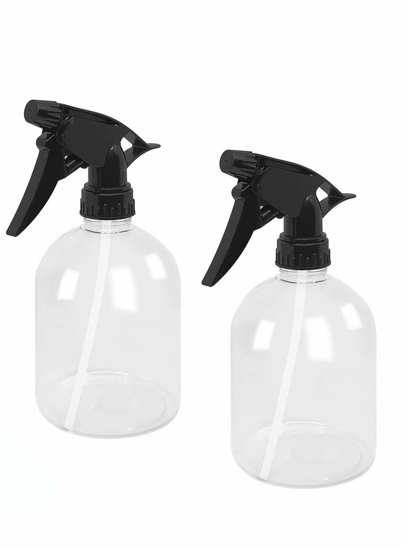 Excefore Clear Plastic Spray Bottles, 2-Pack 16oz/500ml Refillable Empty Spray Bottles with Adjustable Nozzle from Fine to Stream, Durable Liquid Sprayer for Hair, Spas, Cleaning Solutions, Plants  - Image 1